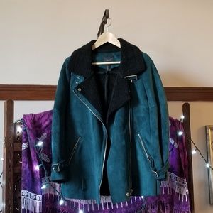 Faux suede moto jacket